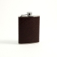 6 oz. Stainless Steel Flask in Brown Leather with Vintage Design